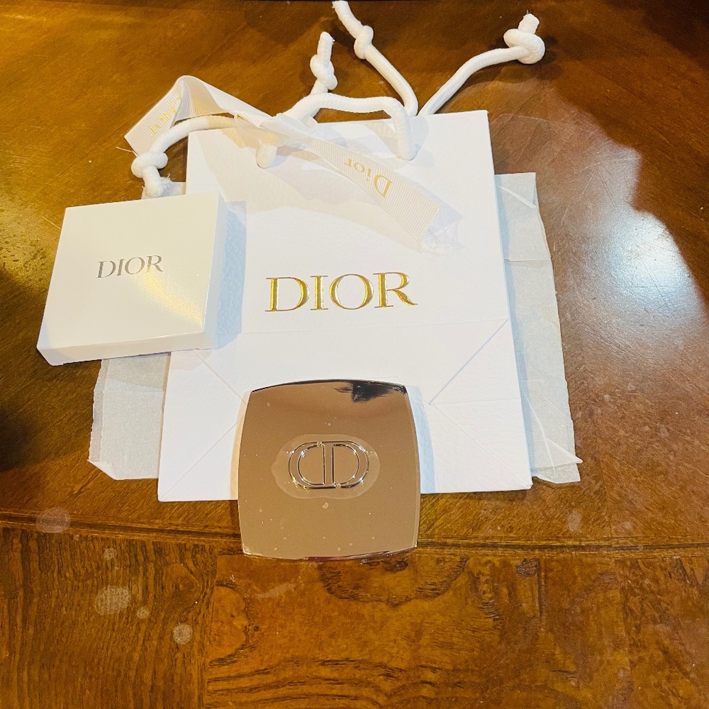 Silver Metal Dual Compact mirror +Box+Gift Bag NWOT